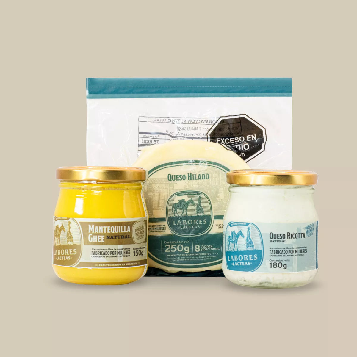 Pack de 1 Queso Hilado, 1 Queso Ricotta y 1 Mantequilla Ghee