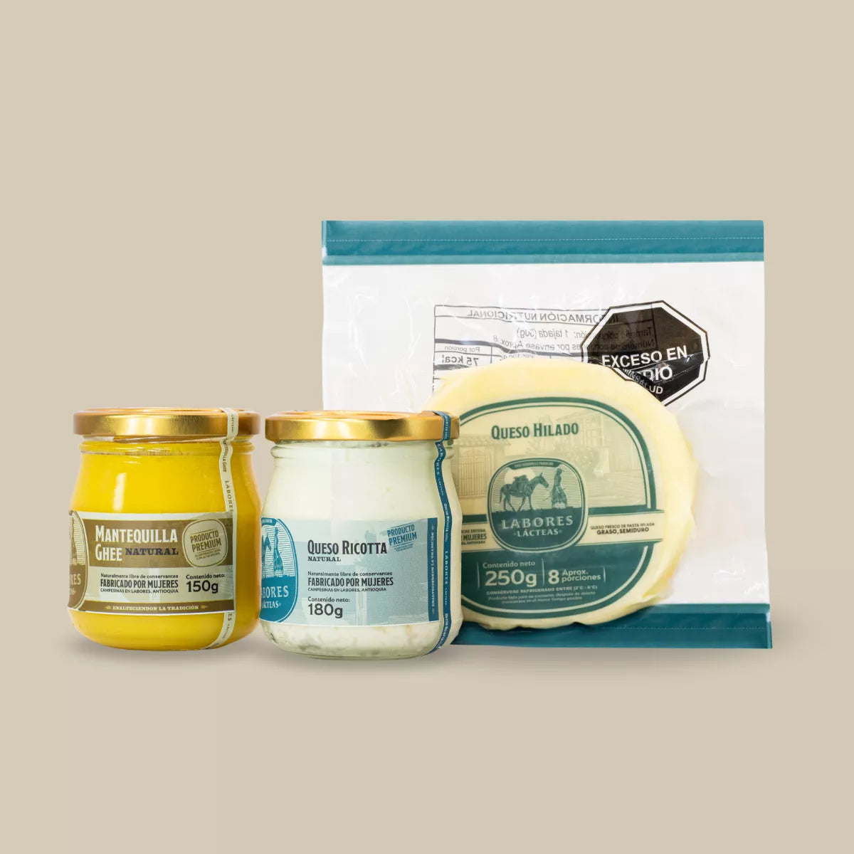 Pack de 1 Queso Hilado, 1 Queso Ricotta y 1 Mantequilla Ghee