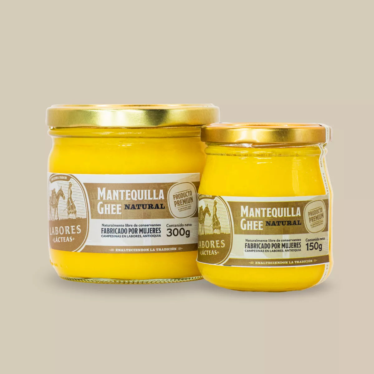 Pack de 1 Mantequilla Ghee Natural de 300g y 1 Mantequilla Ghee Natural o de Ajo de 150g